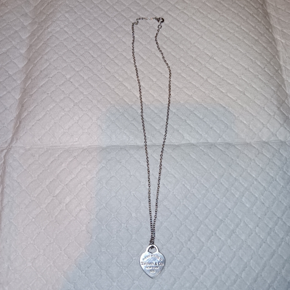 Tiffany & Co. Sterling Silver Inscribed Heart Necklace